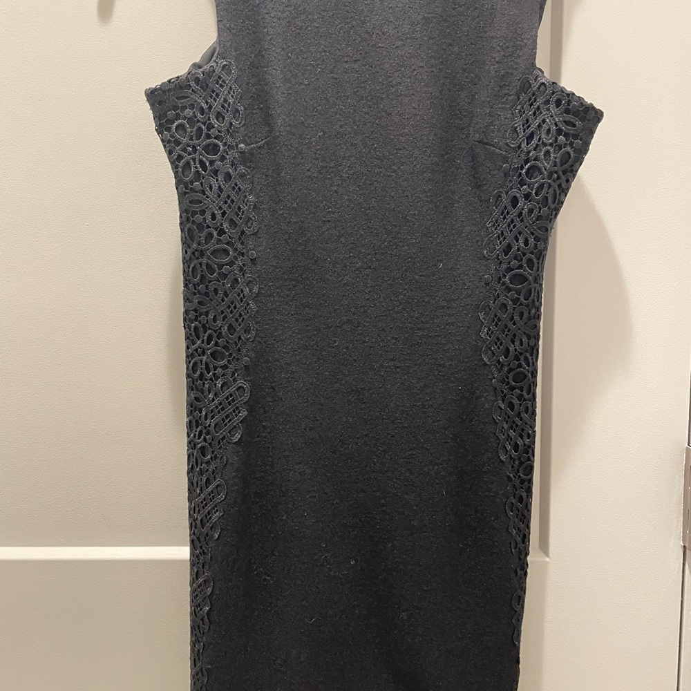 Banana Republic Black Wool Dress with Lace Accents
